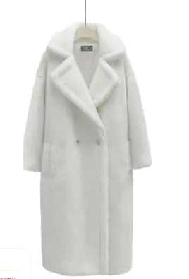 Chic Long Cashmere Lamb Coat