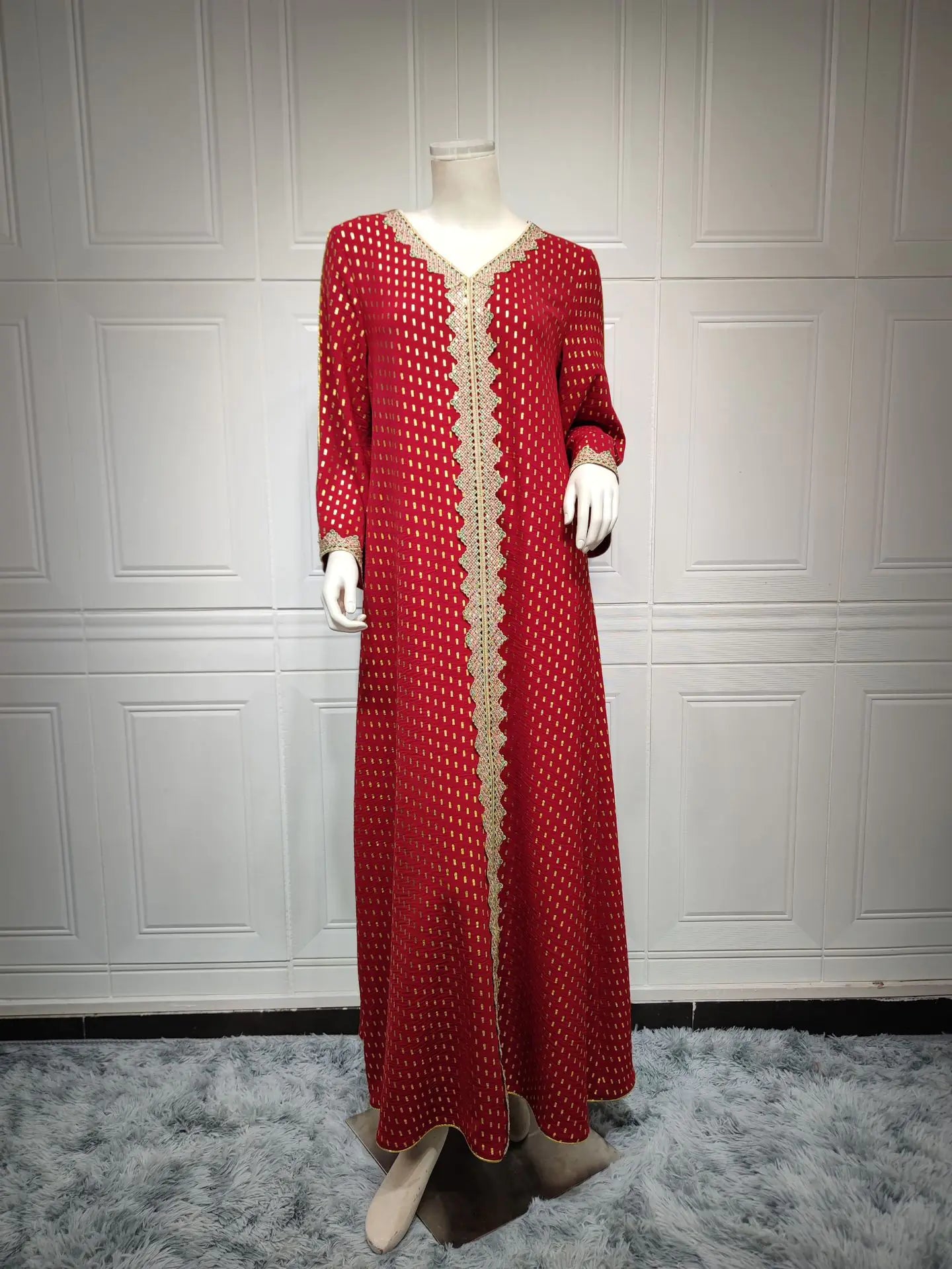 Elegant Summer Muslim Gown in Bronzed Dubai Style