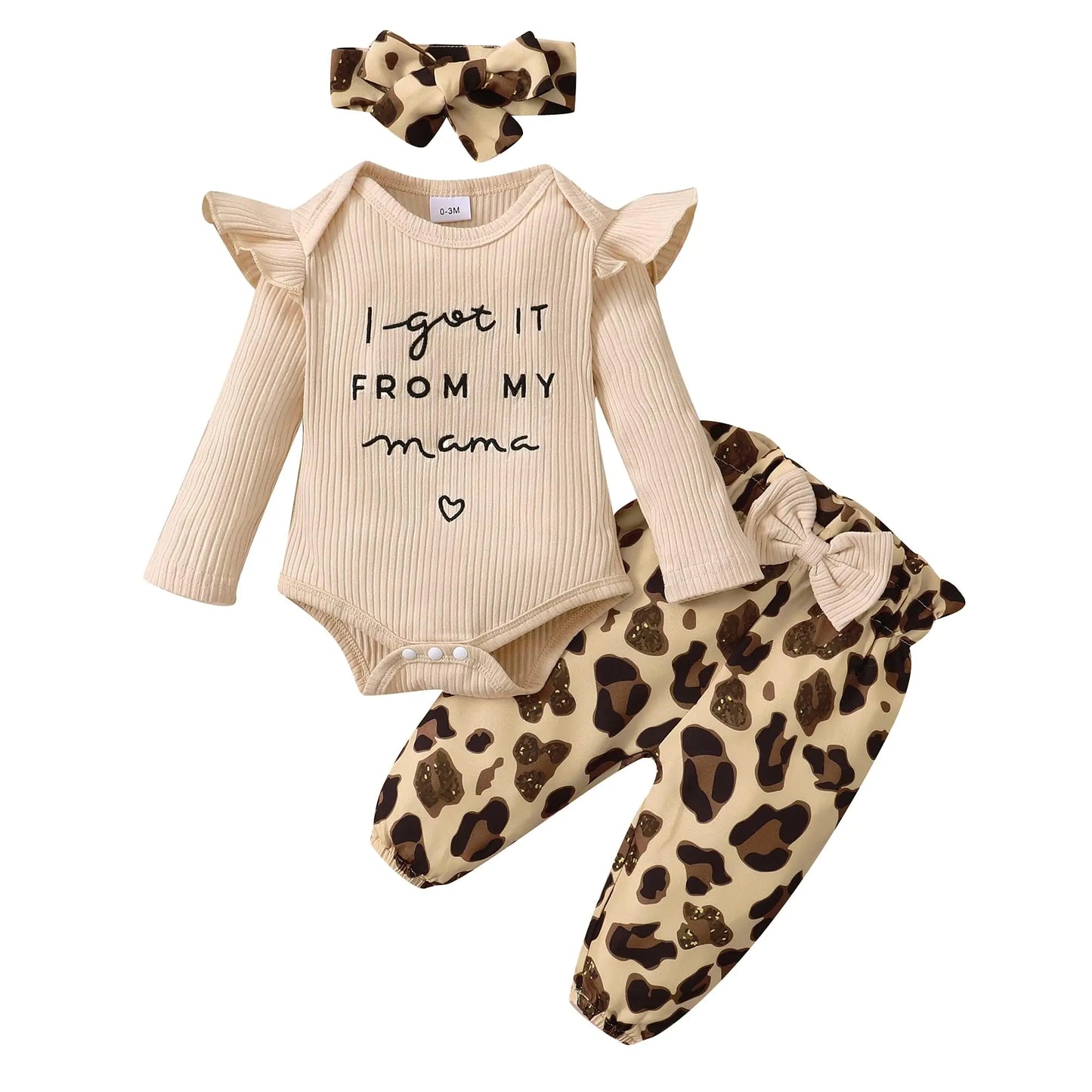 Baby Girl Ruffle & Leopard Print Outfit Set 6-12M