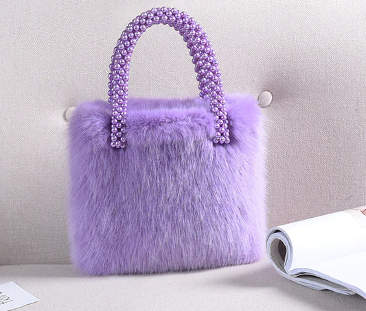 Pearl Charm Faux Fox Tote