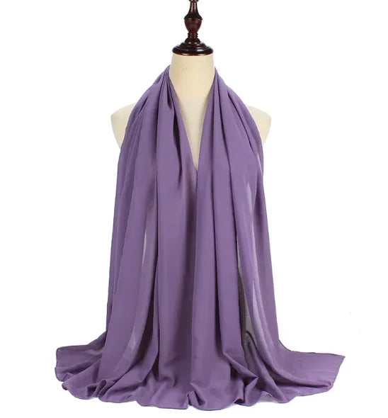 Chic Pearl Chiffon Hijab - Lightweight Solid Shade