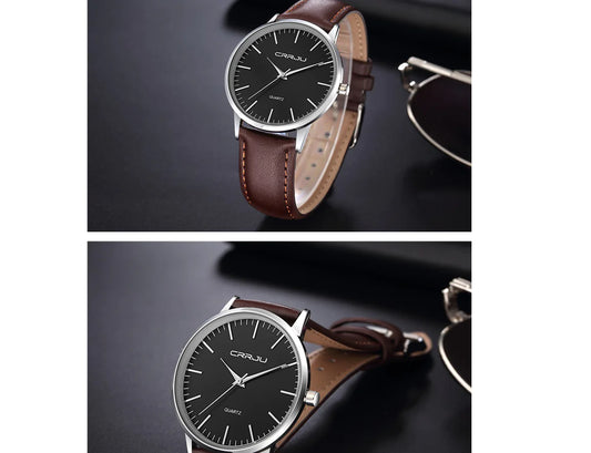 Men's Sleek Leather Strap Watch - Modern Look