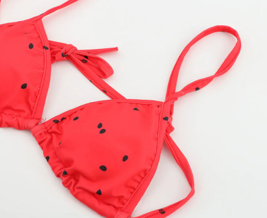 Crimson Wave Dot Bikini Set