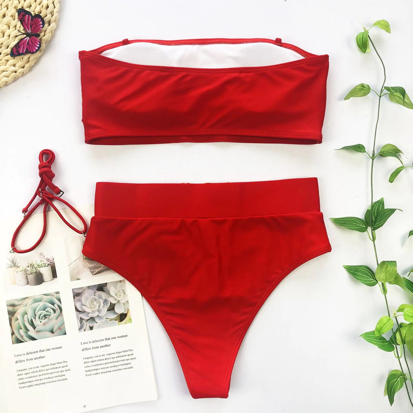 Elegant Buckle Strapless Bikini for Women