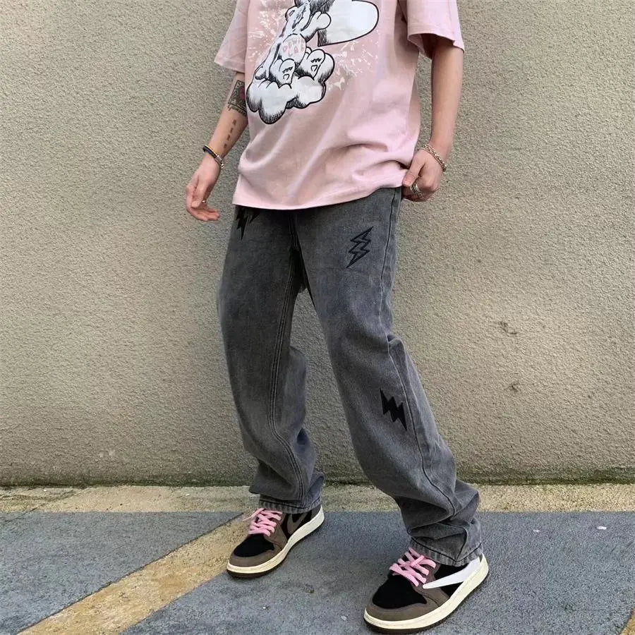 Urban Lightning Embroidered Men's Jeans