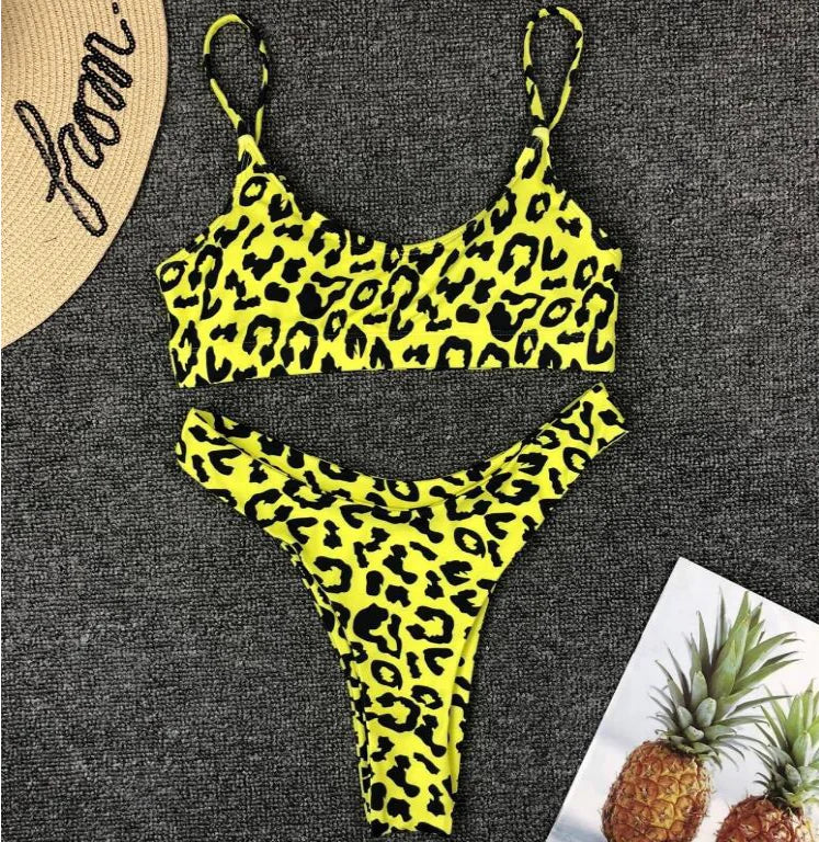 Chic Leopard Print Padded Bikini Set