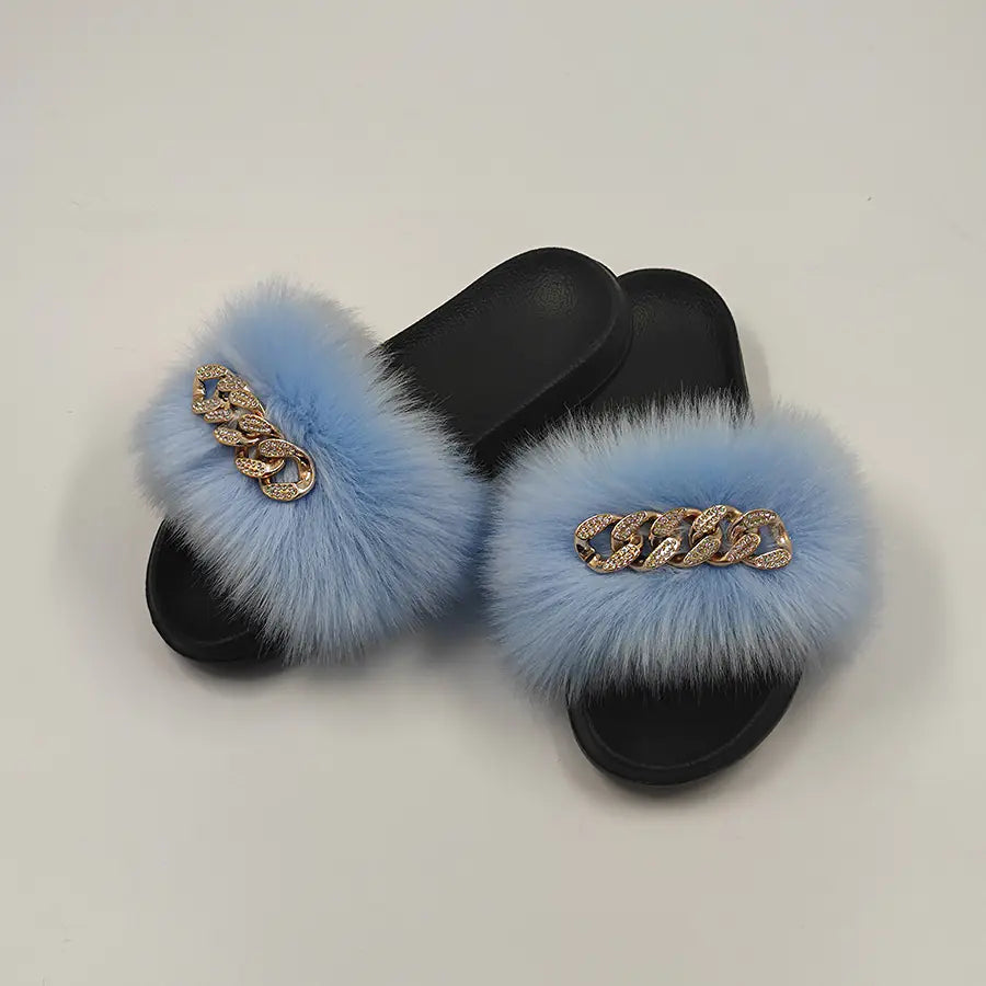 Chic Faux Fur Flip Flop Slippers