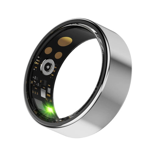 Health Monitor Smart Ring with Charging Case - Silver
