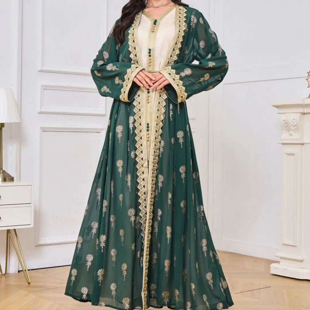 Elegant Arabic Embroidered Dress Set