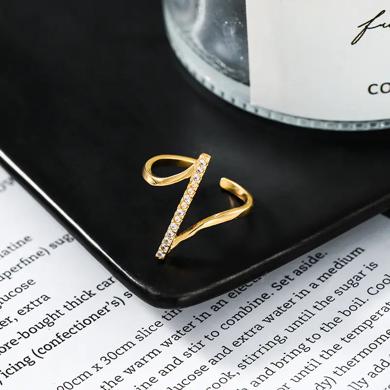 Elegant Adjustable Zircon Flower Ring