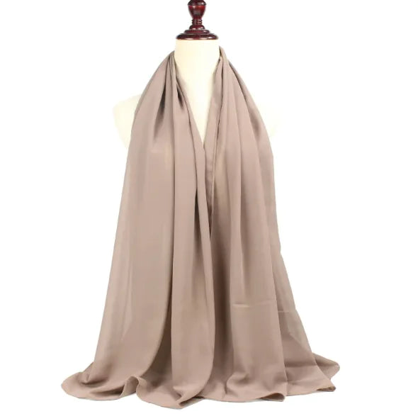 Chic Pearl Chiffon Hijab - Lightweight Solid Shade