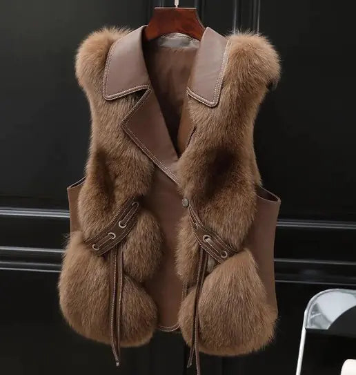 Chic Faux Fur Patchwork Vest