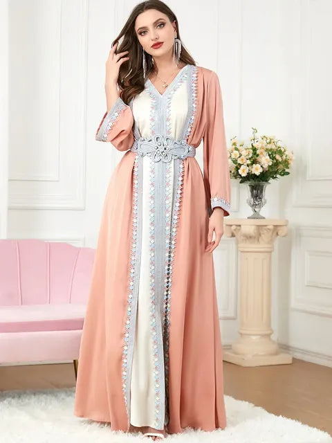 Elegant Morocco Embroidered Abaya Set