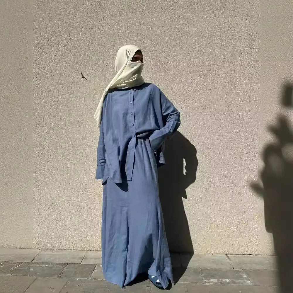 Modest Long Sleeve Skirt and Shirt Set