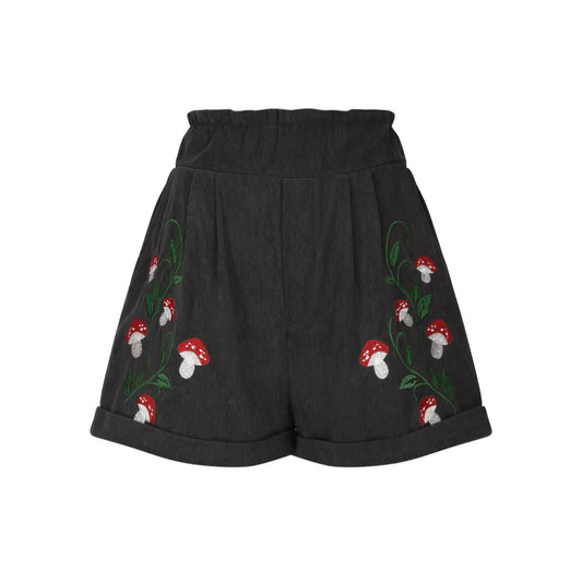 Cottagecore Corduroy Embroidered Shorts