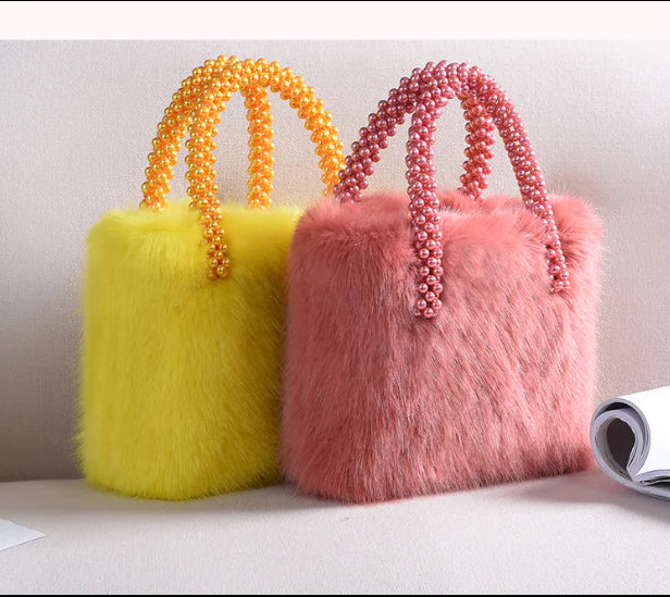 Pearl Charm Faux Fox Tote