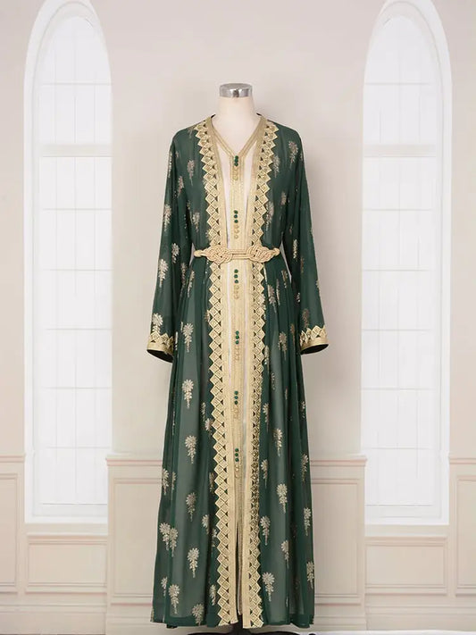 Elegant Arabic Embroidered Dress Set