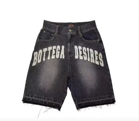 Vintage Alphabet Denim Shorts for Men