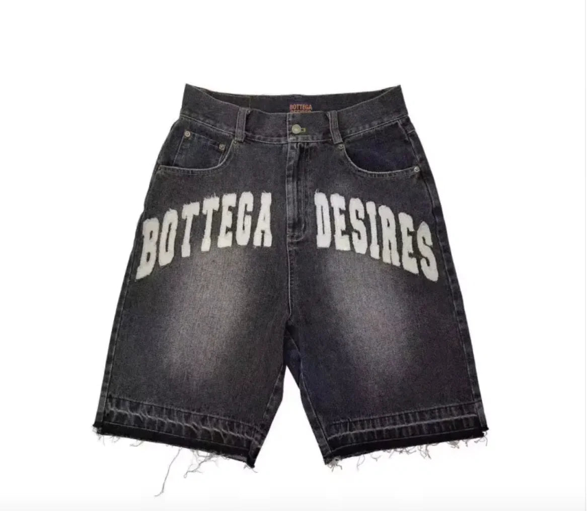 Vintage Alphabet Denim Shorts for Men
