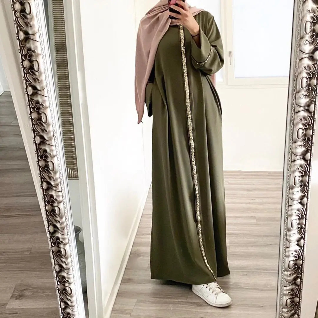 Elegant Sequined Muslim Robe