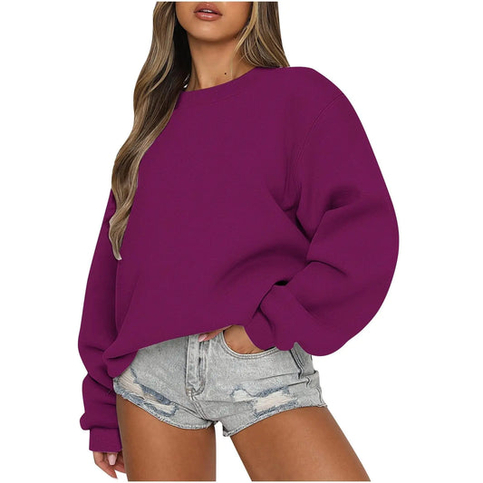 LuxeLounge Oversized Crewneck Sweatshirt - Purple XXL