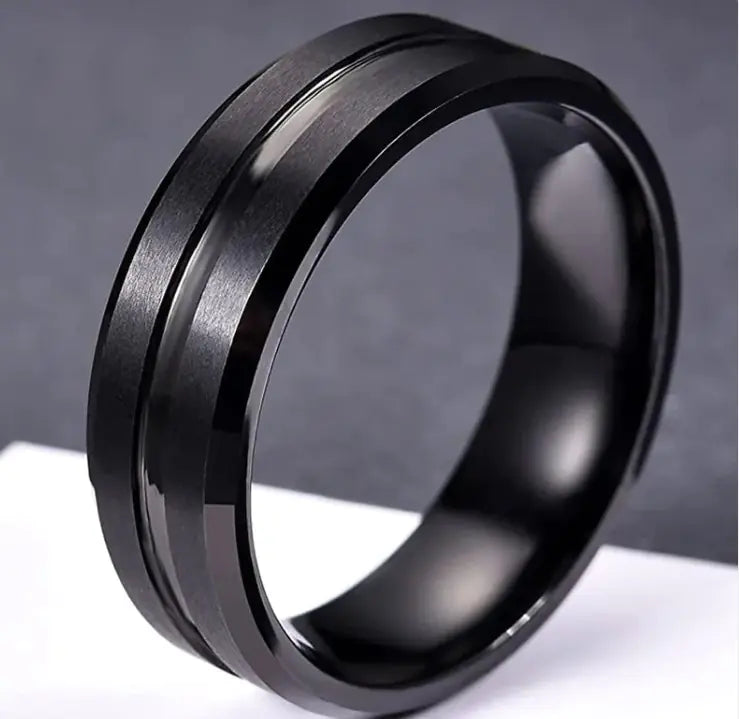 Modern Black Tungsten Men's Ring