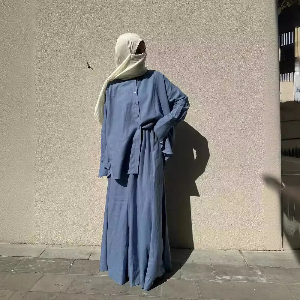 Modest Long Sleeve Skirt and Shirt Set