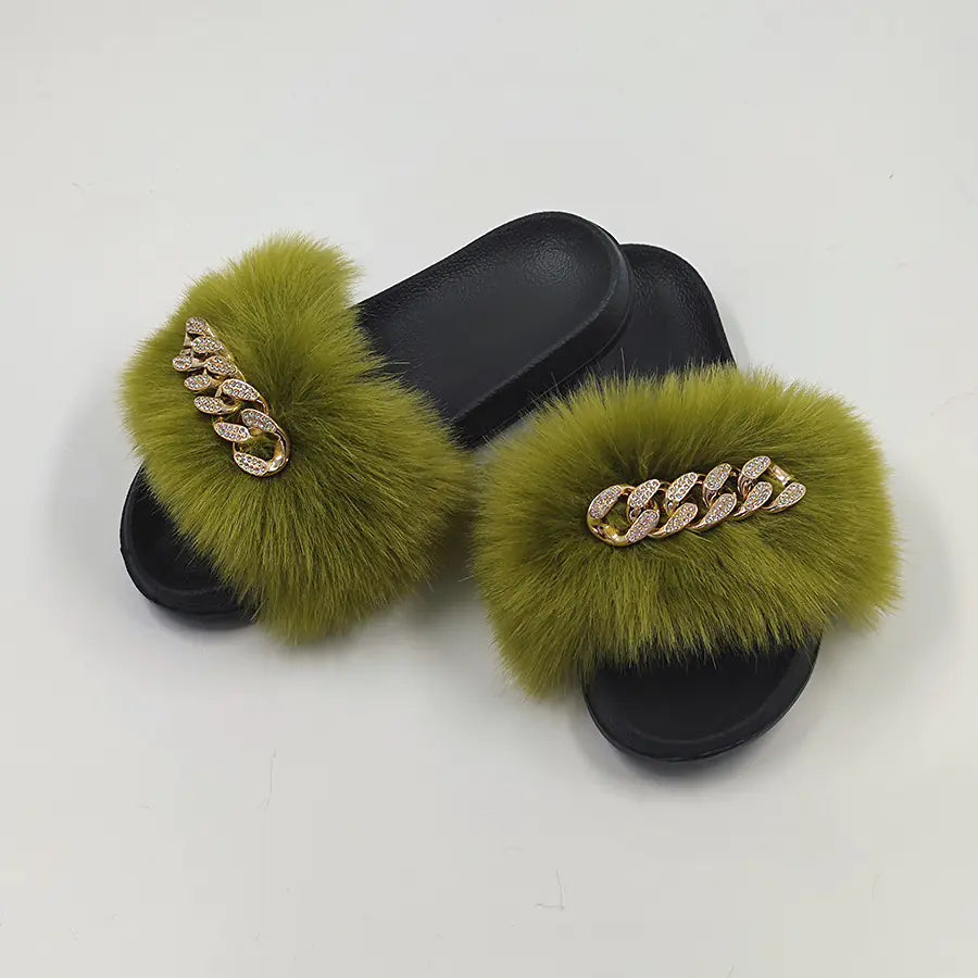 Chic Faux Fur Flip Flop Slippers