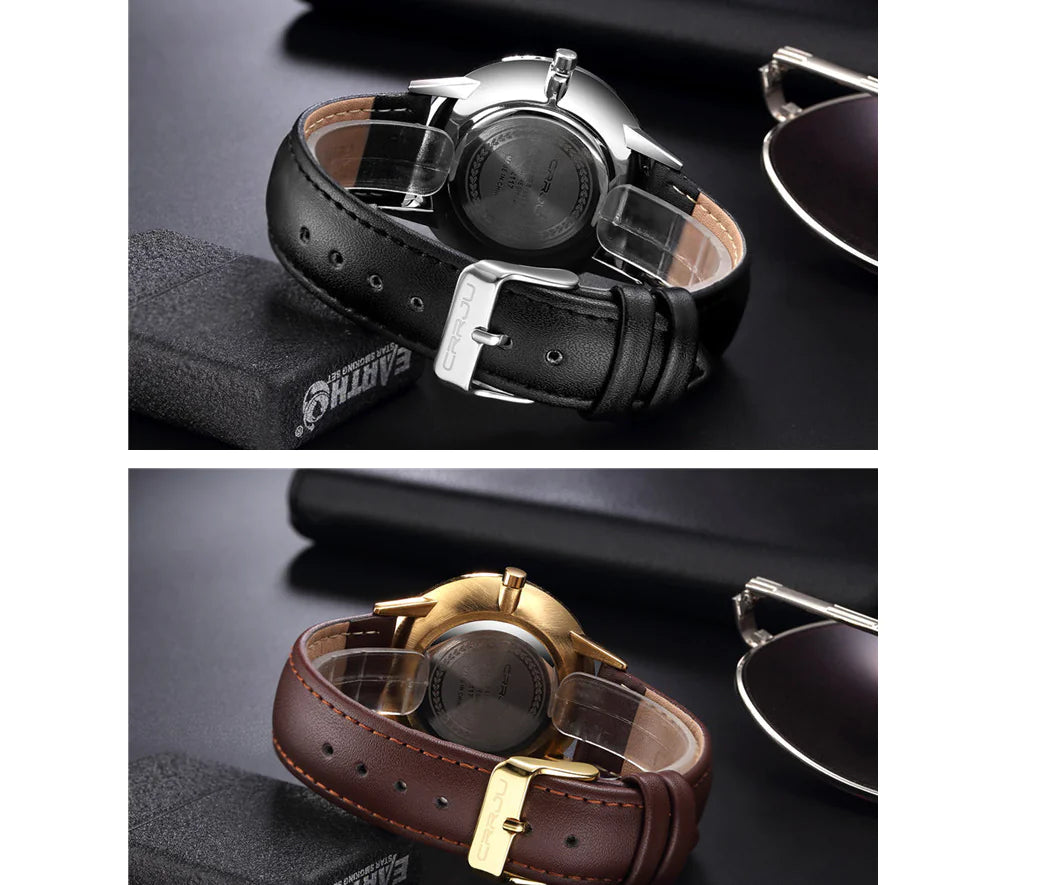 Men's Sleek Leather Strap Watch - Modern Look