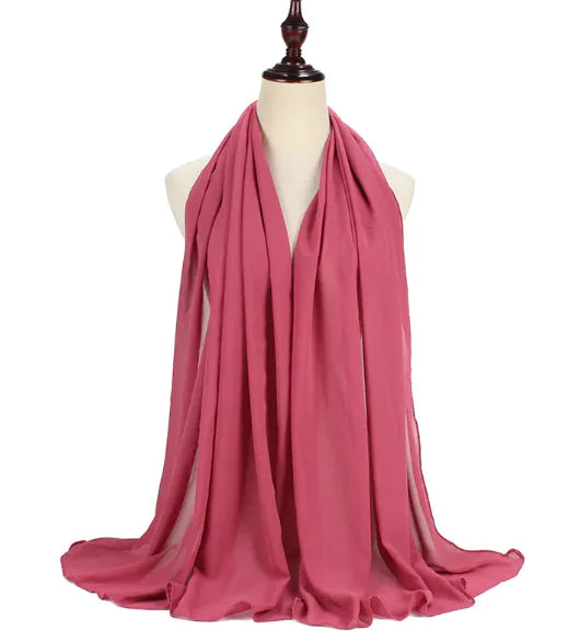 Chic Pearl Chiffon Hijab - Lightweight Solid Shade