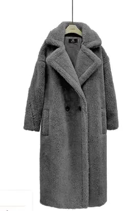 Chic Long Cashmere Lamb Coat