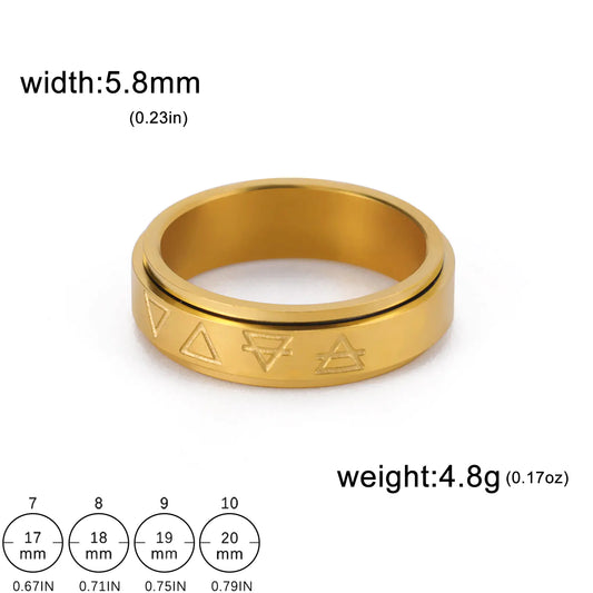 Stainless Tri-Spin Patterned Ring