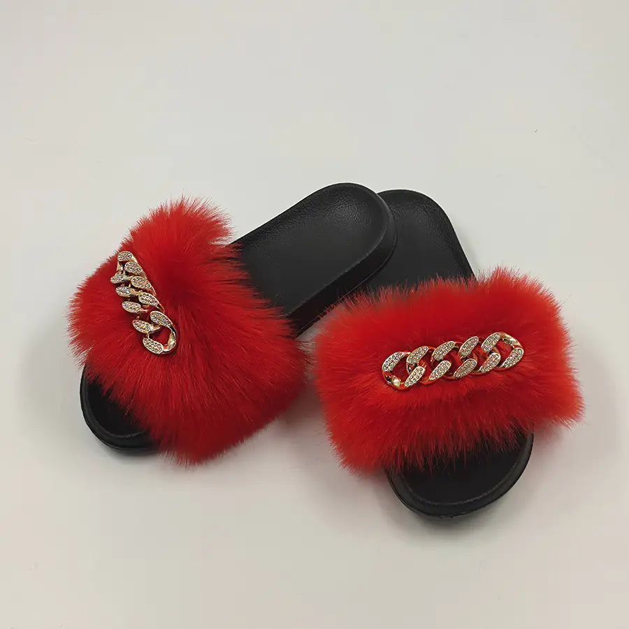 Chic Faux Fur Flip Flop Slippers