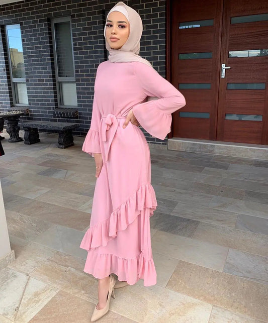 Elegant Muslim Girl's Long Dress - Traditional Arabic Style