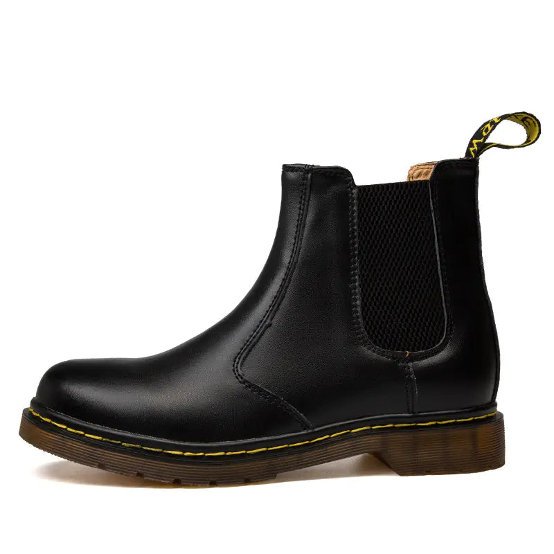 Autumn Chic Thick-Heeled Leather Martin Boots
