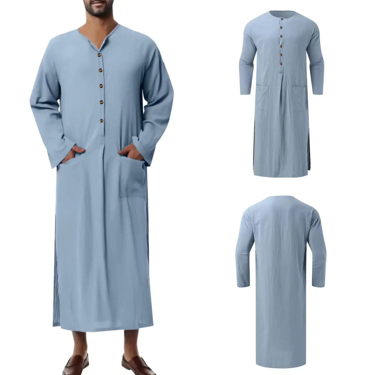Eastern Breeze Men's Linen Long Robe