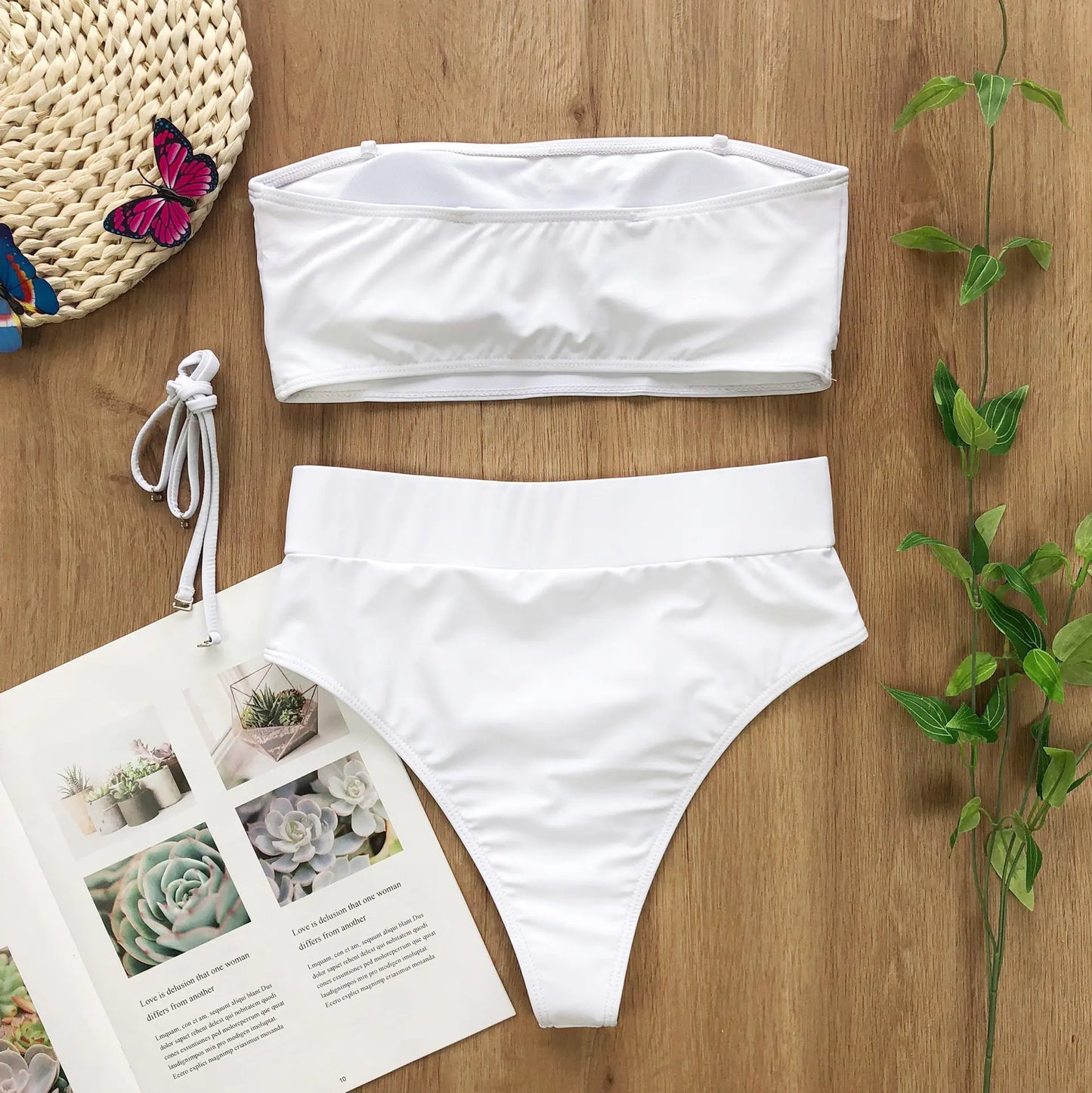 Elegant Buckle Strapless Bikini for Women