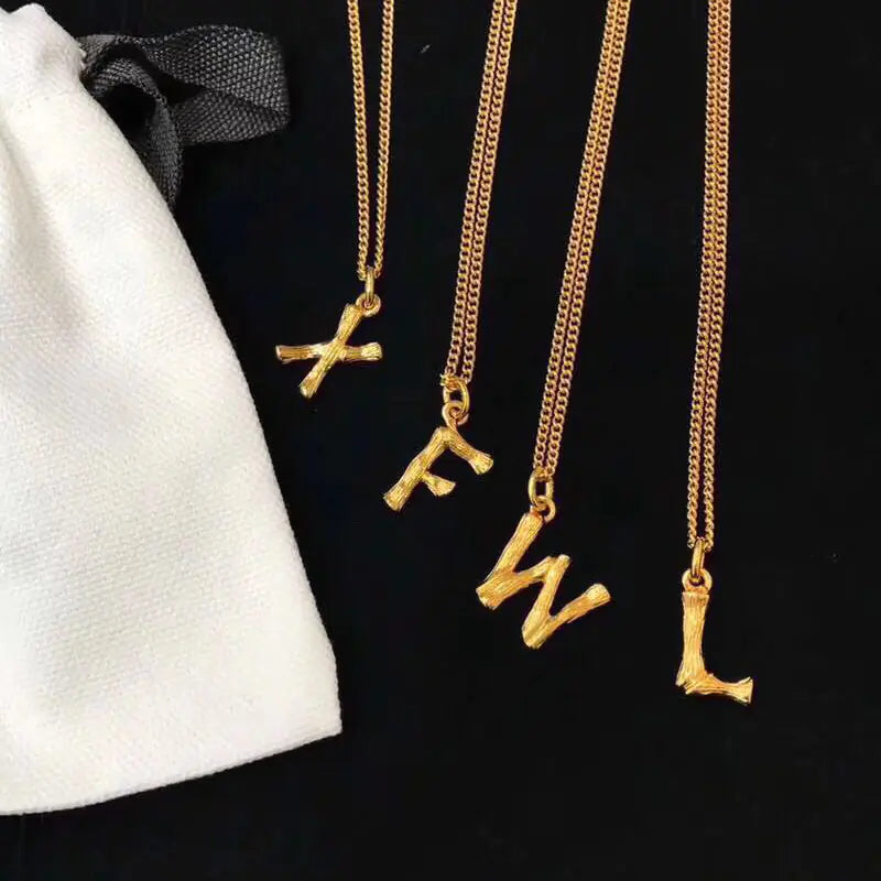 Alphabet Charm Gold Necklace