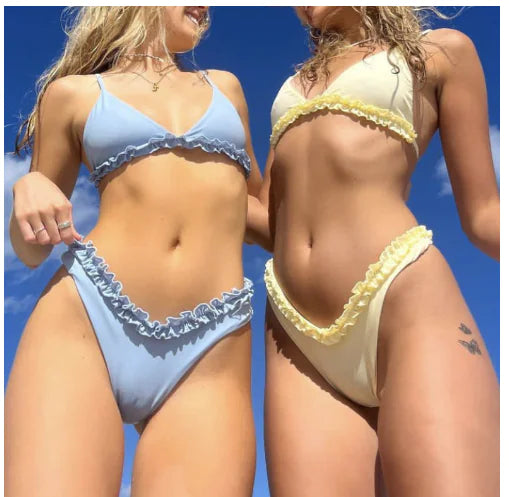 Chic White Lace Bikini Ensemble