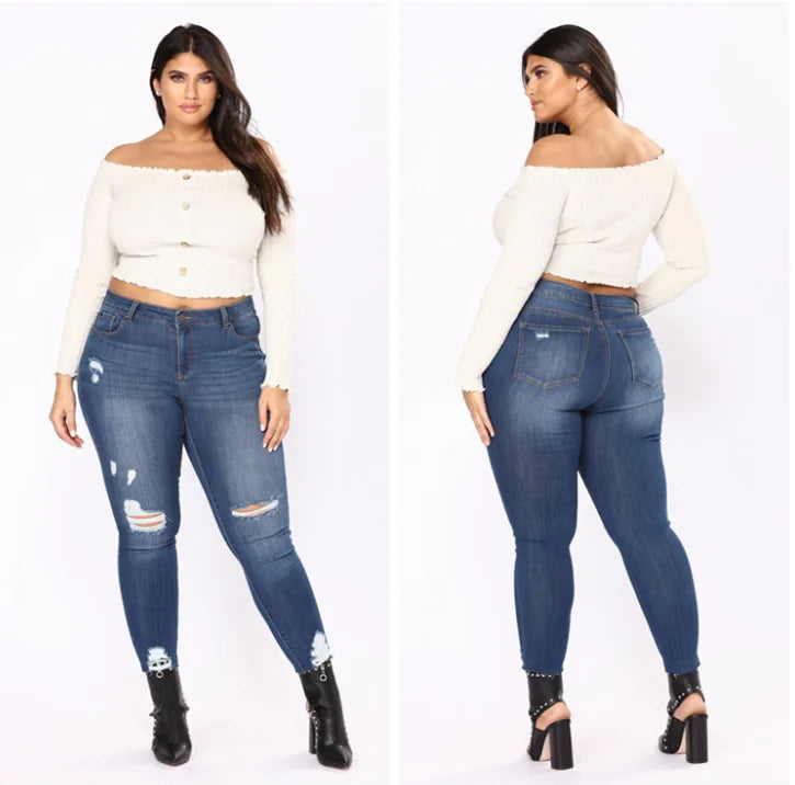 Chic Distressed Denim Slims