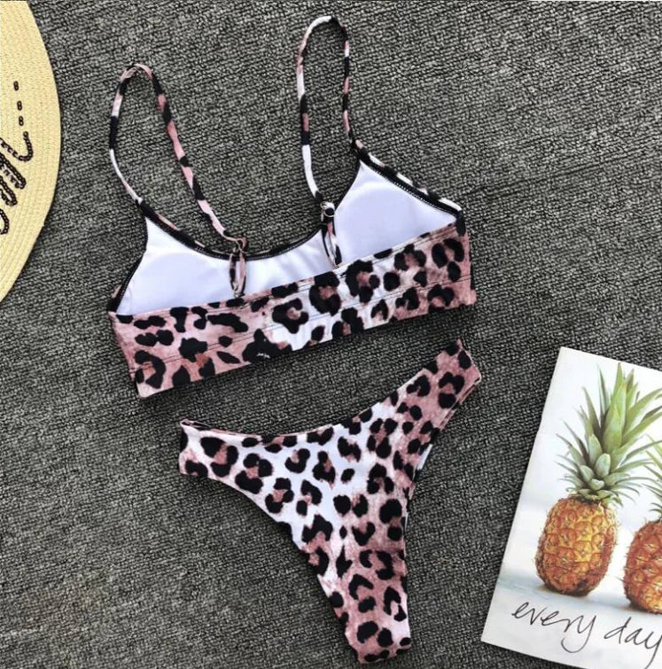 Chic Leopard Print Padded Bikini Set
