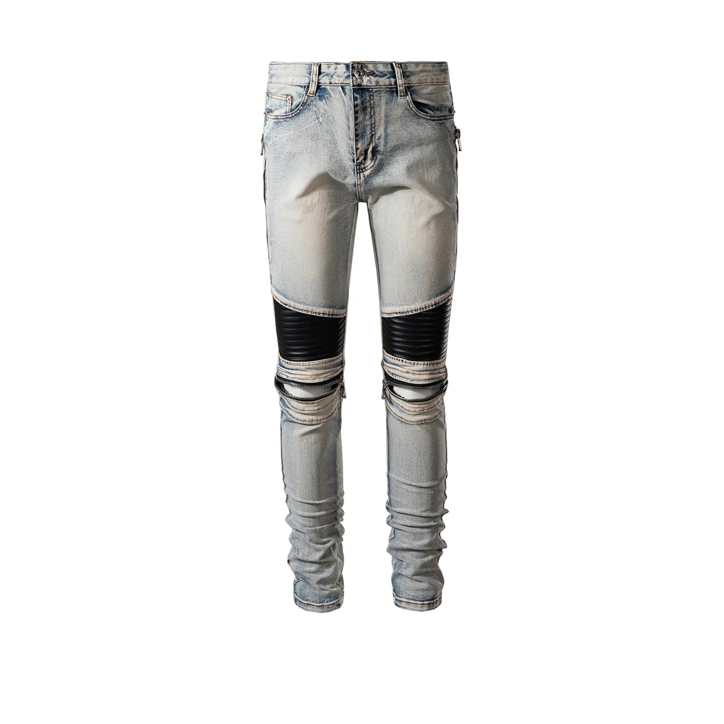 Men's Zip-Knee Leather Accent Pants