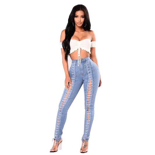 Chic Light Blue High-Waist Jeans - Women's Wholesale