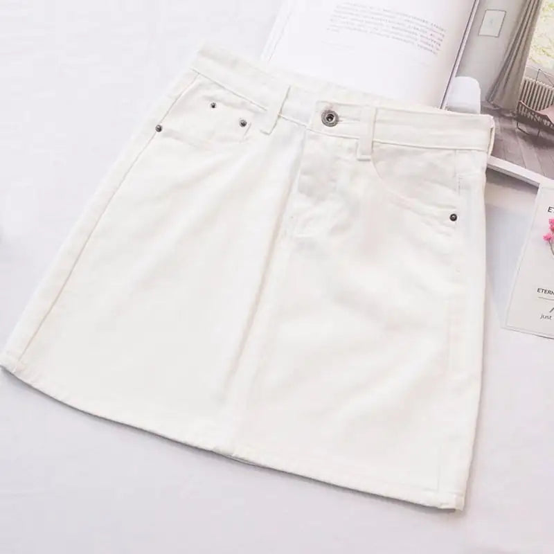 Vintage High-Rise A-Line Jean Skirt