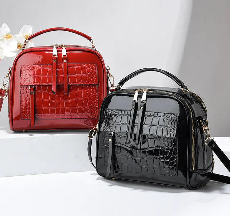 Chic Crocodile-Pattern Messenger Bag