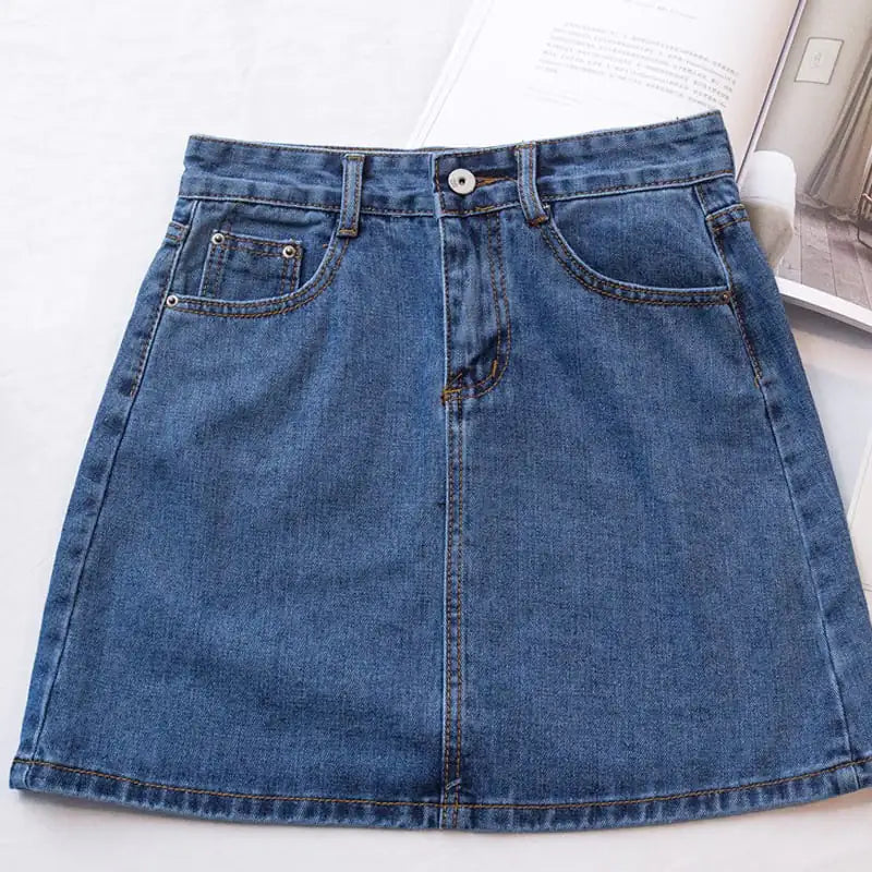 Vintage High-Rise A-Line Jean Skirt