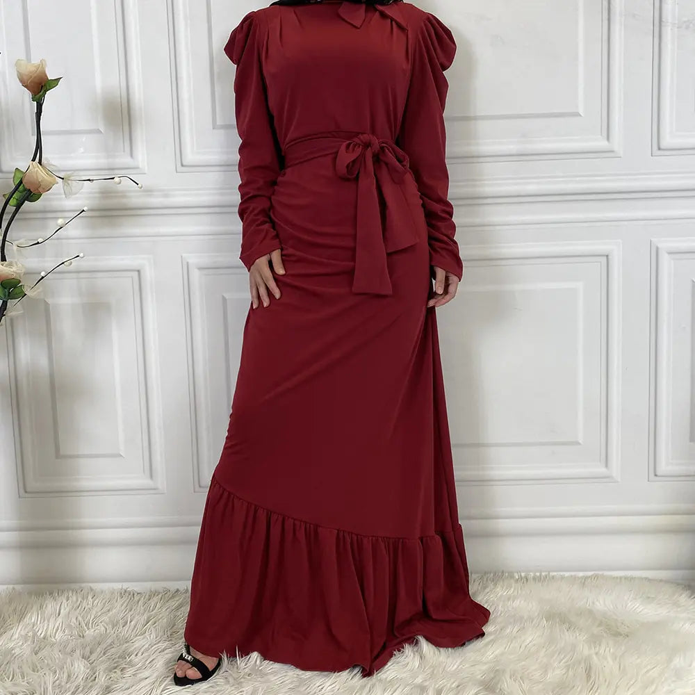 Asymmetrical Hem Pleated Maxi Dress