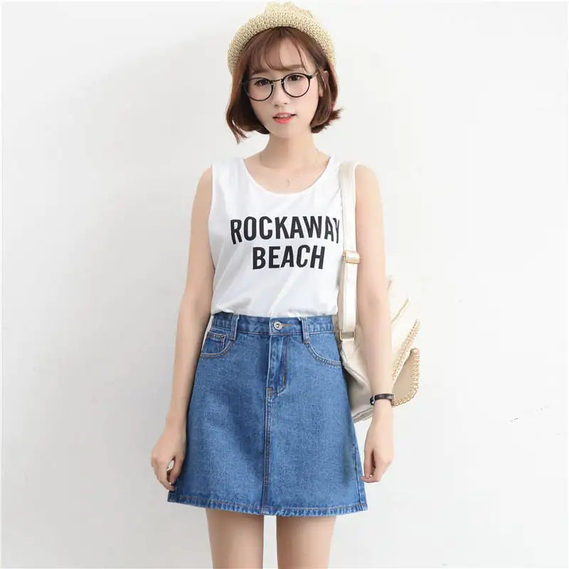 Vintage High-Rise A-Line Jean Skirt
