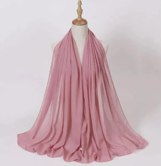 Chic Pearl Chiffon Hijab - Lightweight Solid Shade