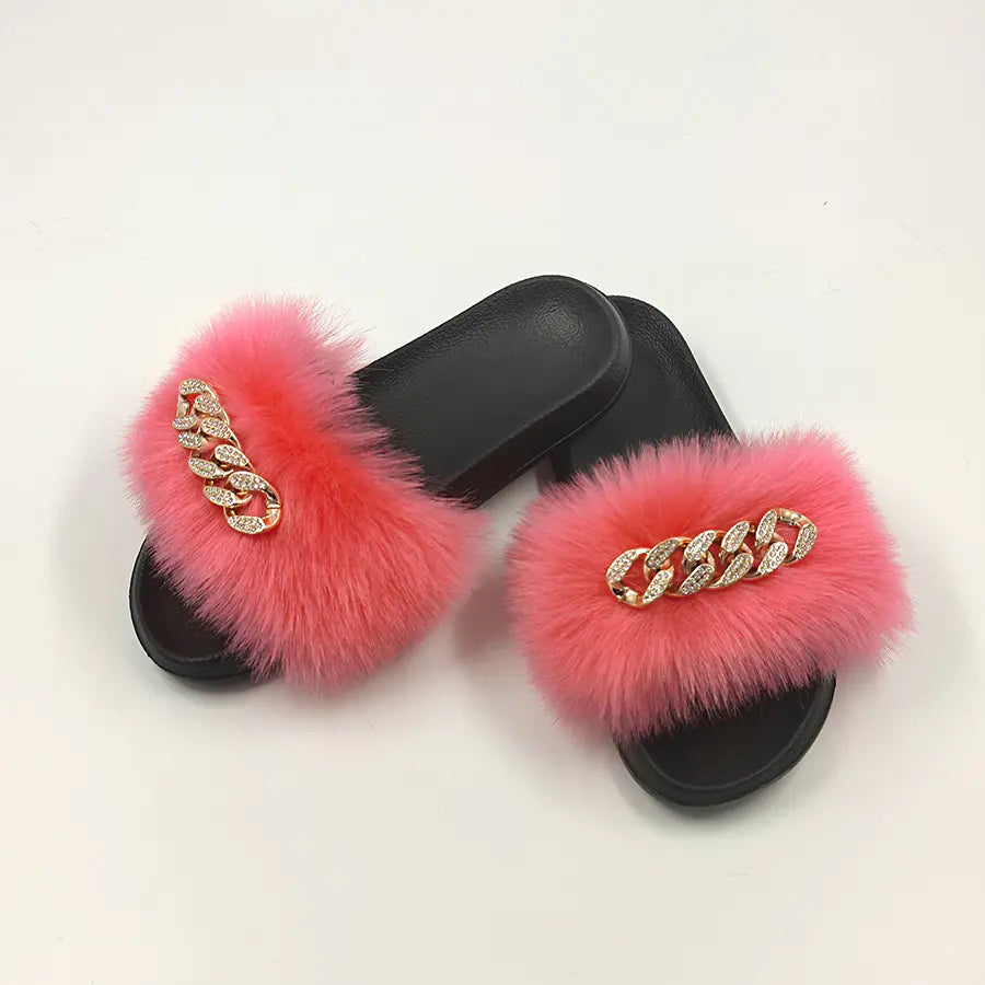 Chic Faux Fur Flip Flop Slippers